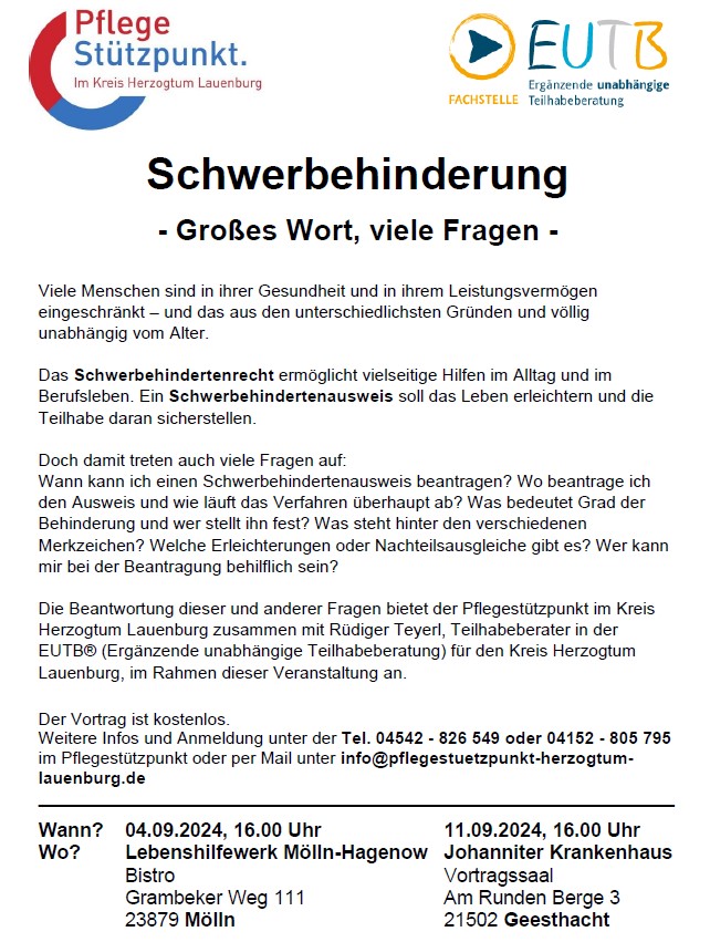 Schwerbehinderung Vortrag